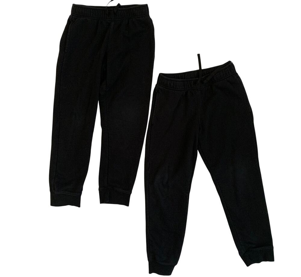Cat & Jack Boys Sz Medium 8 Lot of 2 Pairs Black Jogger Sweatpants Cotton Blend